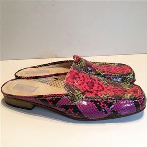 Sesto Meucci Snake Print Patent Leather Mule